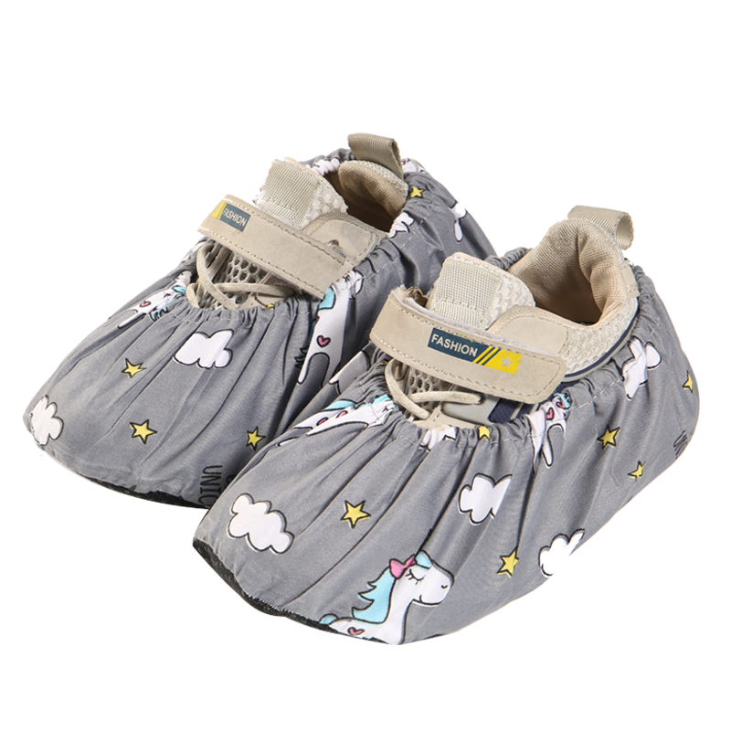 儿童鞋套室内家用布料印花可反复洗加厚卡通防滑小学生微机课脚套