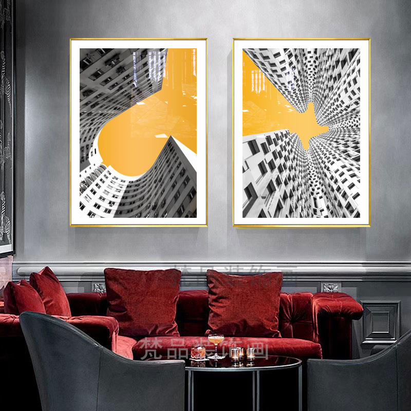 现代简约装饰画落地大尺寸抽象艺术客厅沙发后墙玄关过道晶瓷挂画图片