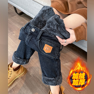 子宽松哈伦老爹裤 羊羔绒牛仔裤 特厚高腰小脚裤 新款 女加绒加厚冬季