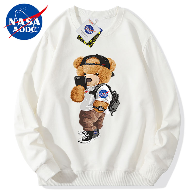 NASAAODC纯棉卫衣男连帽新款男士秋季运动健身套装学生情侣外套潮