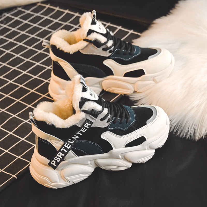 2025秋冬季新款ins老爹女鞋子加绒加厚棉鞋高帮爆款百搭运动鞋潮