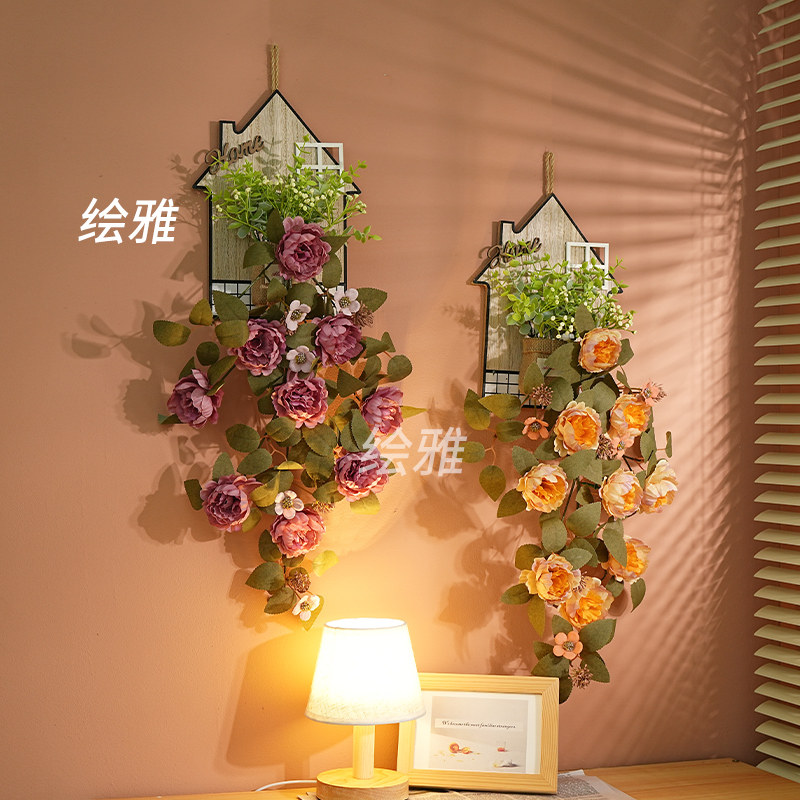 仿真花复古法式牡丹壁挂假花服装店橱窗墙面装饰改造氛围感挂饰