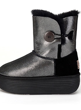 厚底雪地靴女款2025新款冬季羊皮毛一体防水防滑加绒加厚东北棉靴