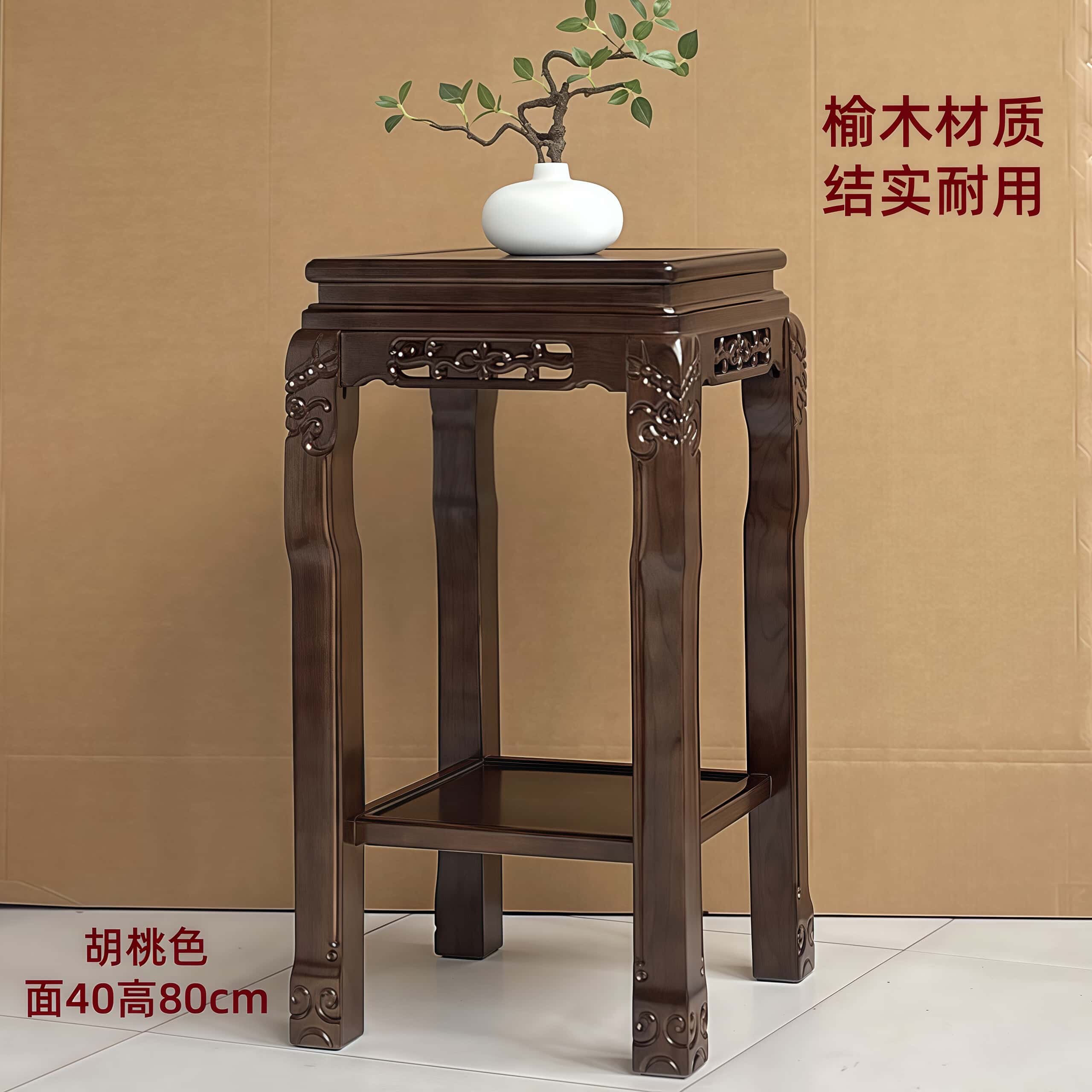 中式实木榫卯落地花架鱼缸架图片