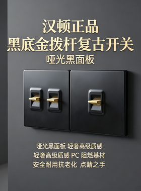 【补贴价】QE黑色拨杆开关工业创意插座86型PC材质五孔一开五孔
