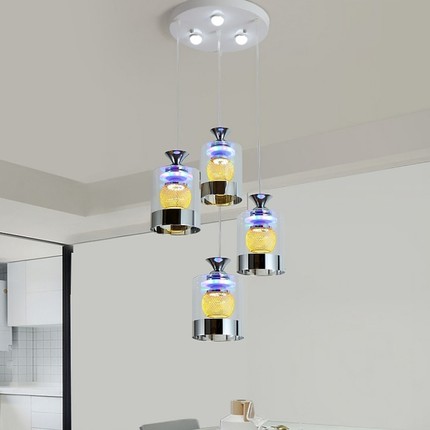 餐厅灯吊灯三头简约现代餐桌灯具四头创意个性水晶灯led饭厅家用