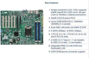 主板 C222 DDR3 V4询价 1200 超微 ECC 支持 X10SLA 1150