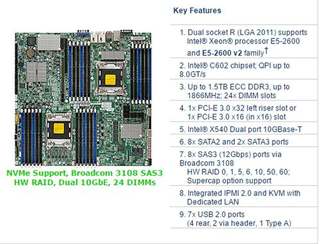 超微 x9drd-cnt+ 服务器主板 C602 2011针 DDR3 支持E5-2600 V2询