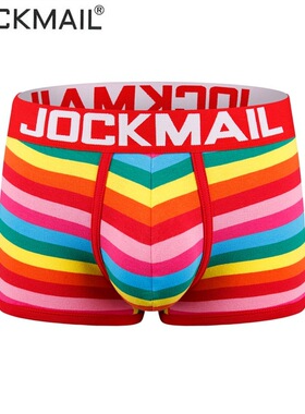 JOCKMAIL 男士内裤男平角裤棉条纹彩虹个性潮男生四角短裤头