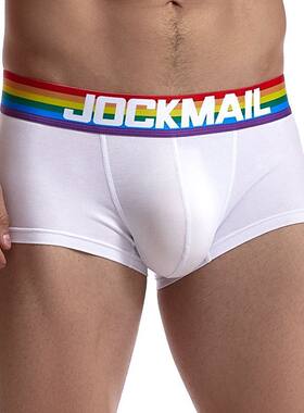 JOCKMAIL男性感内裤彩虹棉透气透视四角潮流个性低腰欧美平角裤