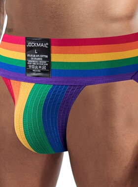 JOCKMAIL 比基尼 男丁字裤宽腰带透气彩虹大囊袋提臀后空运动双丁