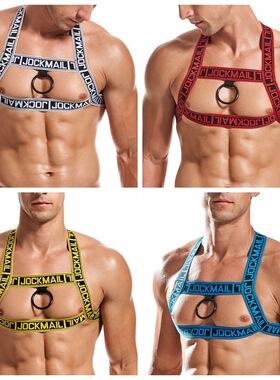 JOCKMAIL 潮流字母时尚肩带 男士捆绑绷带健身秀肌肉胸带 harness