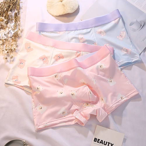 Шелковистое быстросохнущее мультяшное эластичное нижнее белье, средняя посадка