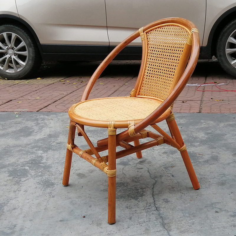 藤椅靠背椅子编织阳台单人休闲家用老人真藤户外轻便小靠背椅手工