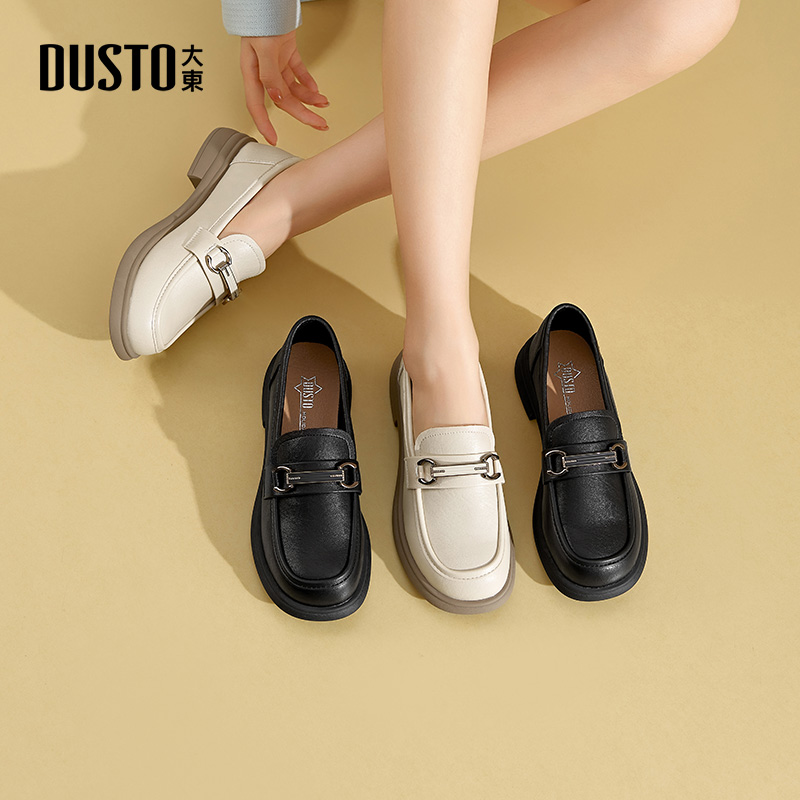 乐福鞋时尚休闲简约粗跟中跟套脚