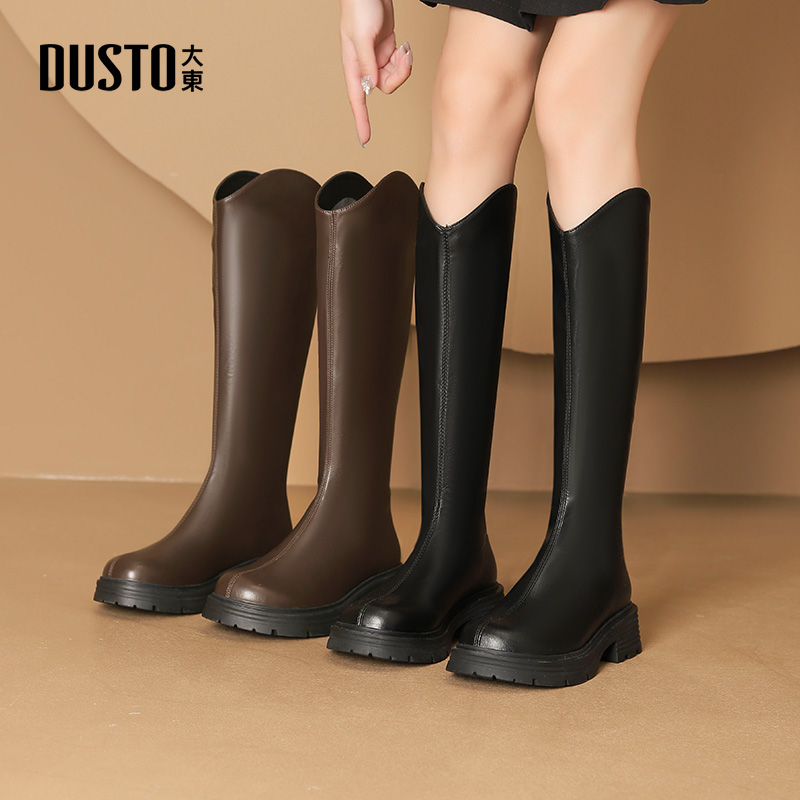 大东dd长筒靴子女2025新款爆款女靴秋冬时装靴复古骑士靴高筒靴女