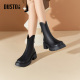 休闲舒适圆头粗跟高跟短靴百搭马丁靴女鞋 新款 靴2025冬季 大东时装