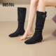 大东dd靴子女长筒女靴2025新款 高筒堆堆靴骑士靴复古加绒长靴 冬季