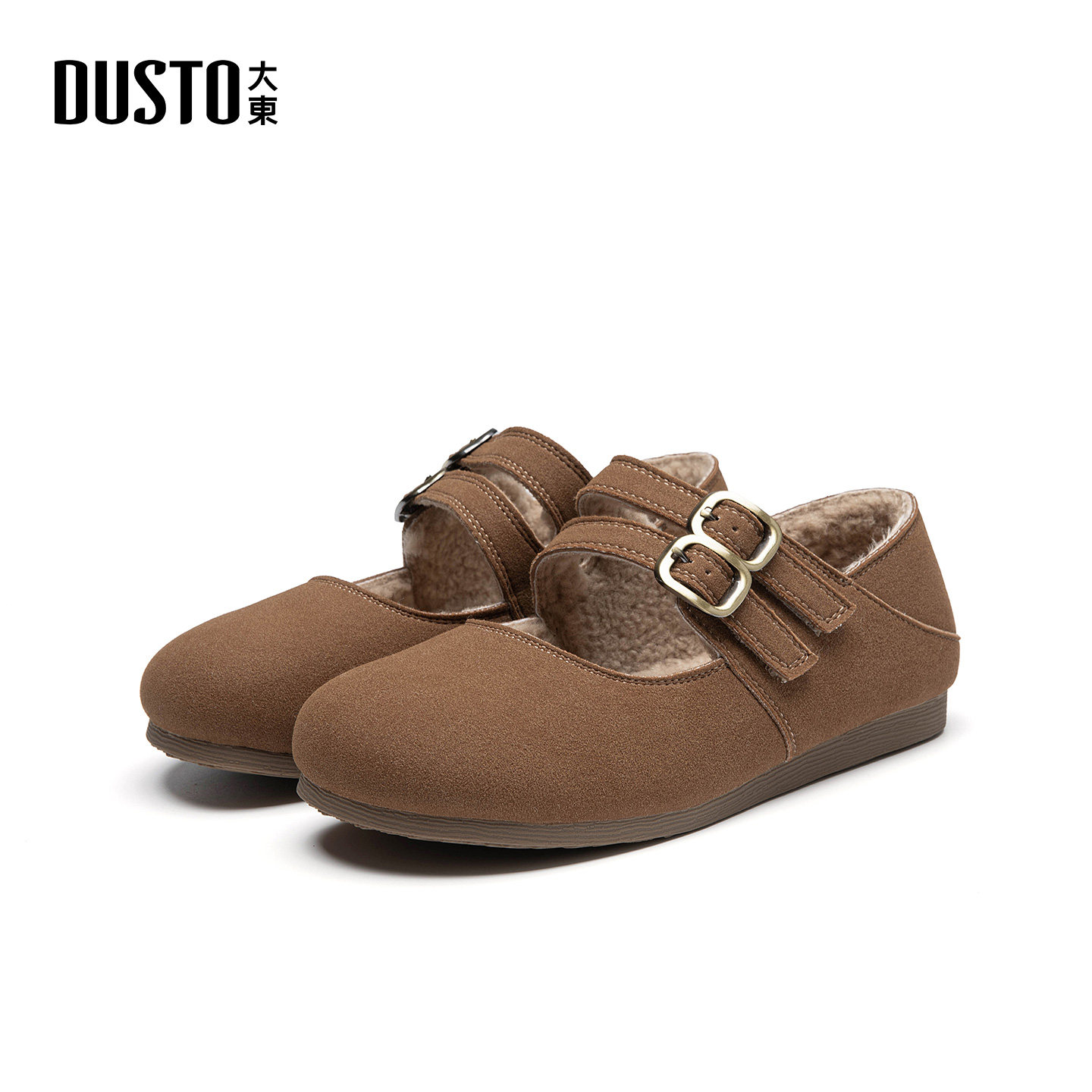 大东S毛毛鞋2025年冬季女鞋新款平底低跟圆头魔术贴饰扣1206C,女鞋,时尚雪地靴,淘宝优惠券,粉丝福利购,淘宝优惠卷