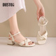女鞋 一字带女鞋 2025夏季 粗跟仙女风百搭韩版 0110 新款 大东绑带凉鞋