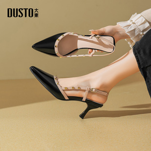 大东dd铆钉高跟鞋女款2026新款夏季女鞋优雅尖头通勤不累脚凉鞋女