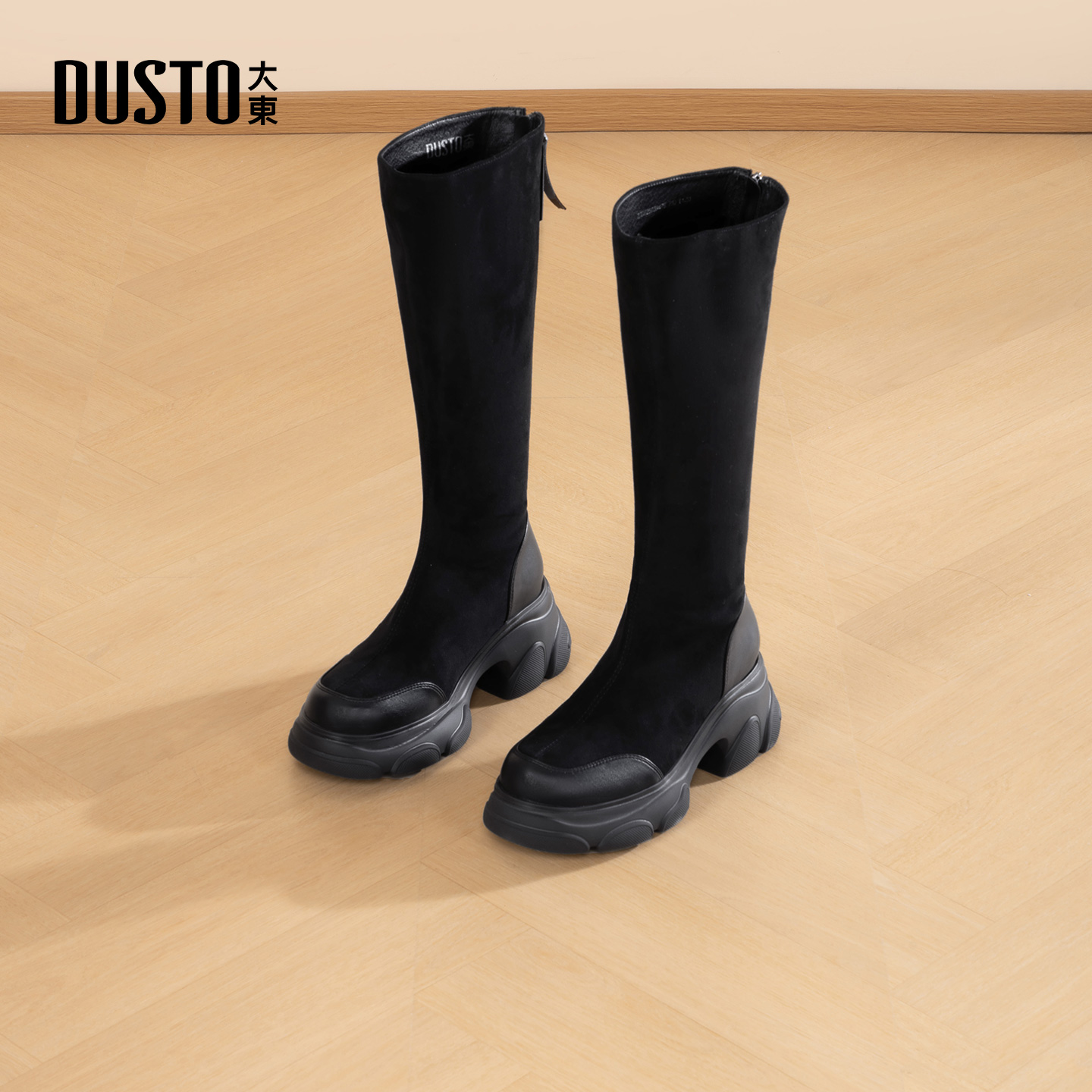 大东dd厚底长筒靴子女秋冬女靴瘦瘦靴2025新款显瘦高筒骑士马丁靴