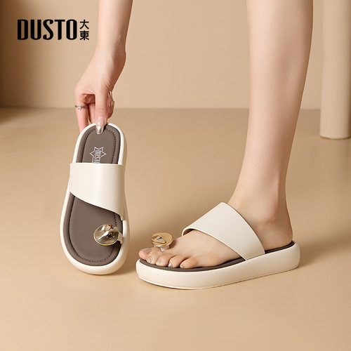 居家拖鞋时尚休闲平底中跟圆头