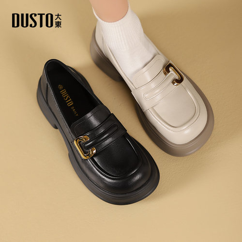 大东乐福鞋女鞋圆头小皮鞋