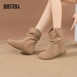 大东dd小短靴女冬季加绒2025新款马丁靴骑士靴平底瘦瘦靴勃肯女靴