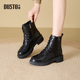 新款 大东马丁靴女鞋 冬季 简约风中跟粗跟侧拉链圆头靴子0135