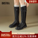 女鞋 大东dd长筒靴女2025新款 冬季 长靴厚底骑士靴美拉德中筒靴子女