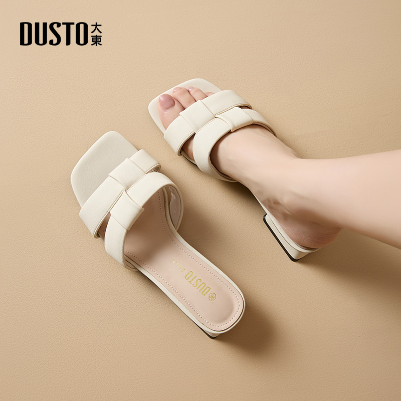 时装拖鞋时尚优雅粗跟中跟