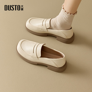 大东乐福鞋女鞋2026新款春爆款百搭英伦风低跟配制服小皮鞋