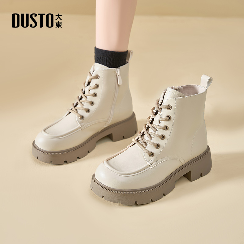 马丁靴时尚休闲粗跟中跟侧拉链