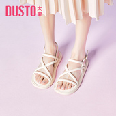 新款 夏季 简约时尚 大东绑带凉鞋 仙女风低跟平底细带女鞋 0205