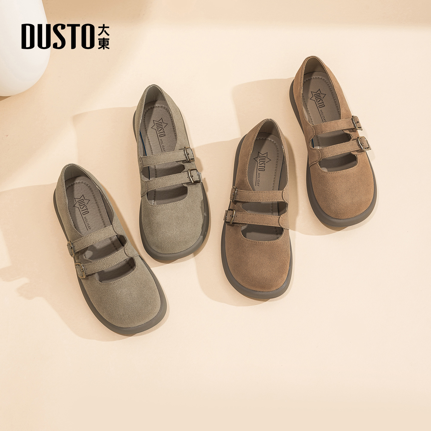 大东乐福鞋女鞋2025新款秋季复古平底勃肯鞋软底浅口单鞋玛丽珍鞋