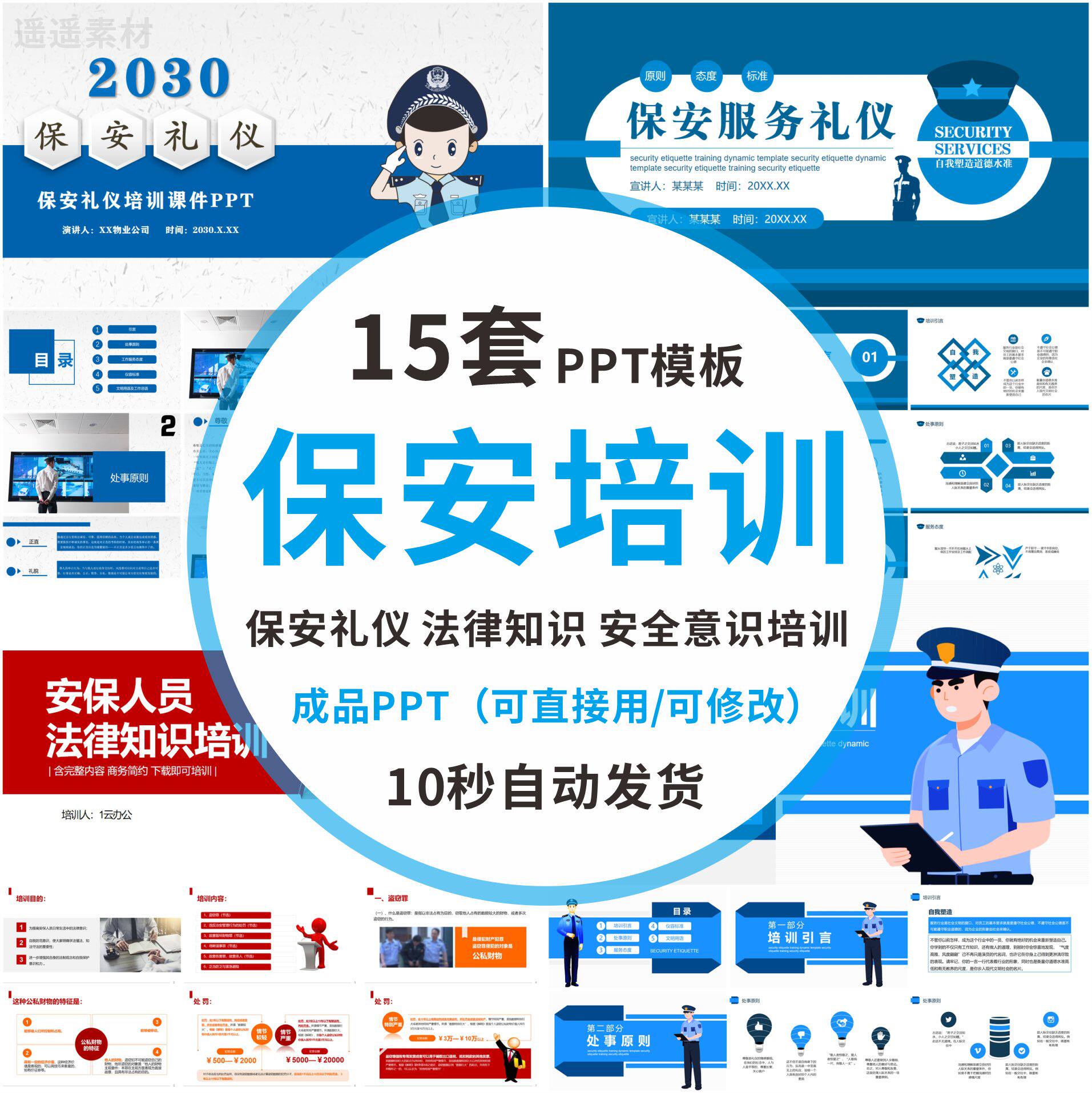 保安礼仪培训安保服务物业门卫保安培训课程安全意识PPT成品模板