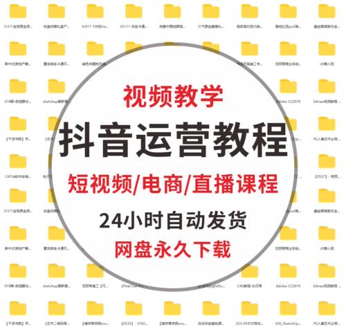 最新抖音运营新手入门视频教程短视频剪辑电商直播带货等课程素材