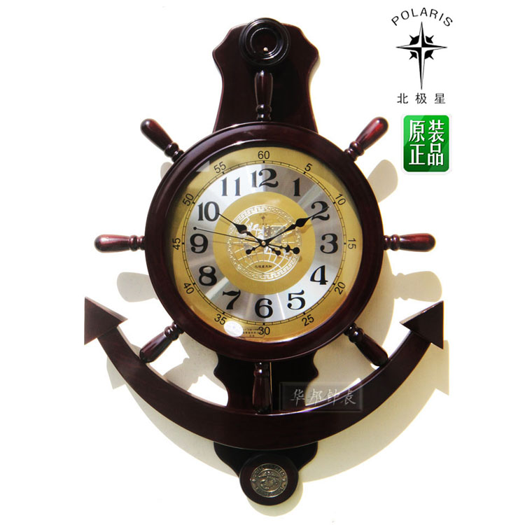 北极星新款静音大舵手风水时钟时尚欧式田园创意客厅壁挂钟墙钟表