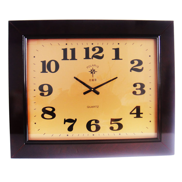 正品北极星木制挂钟宜家大堂钟表特大时钟创意时尚方形客厅石英钟