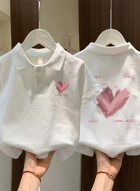 童装纯棉女童polo衫翻领短袖儿童上衣2026夏季白色女宝洋气T恤ins