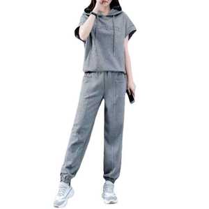 运动服套装女夏季2024新款减龄宽松大码女装网红休闲跑步两件套潮