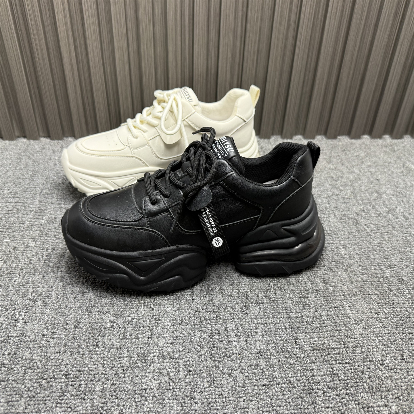 撤柜厚底真皮老爹鞋女