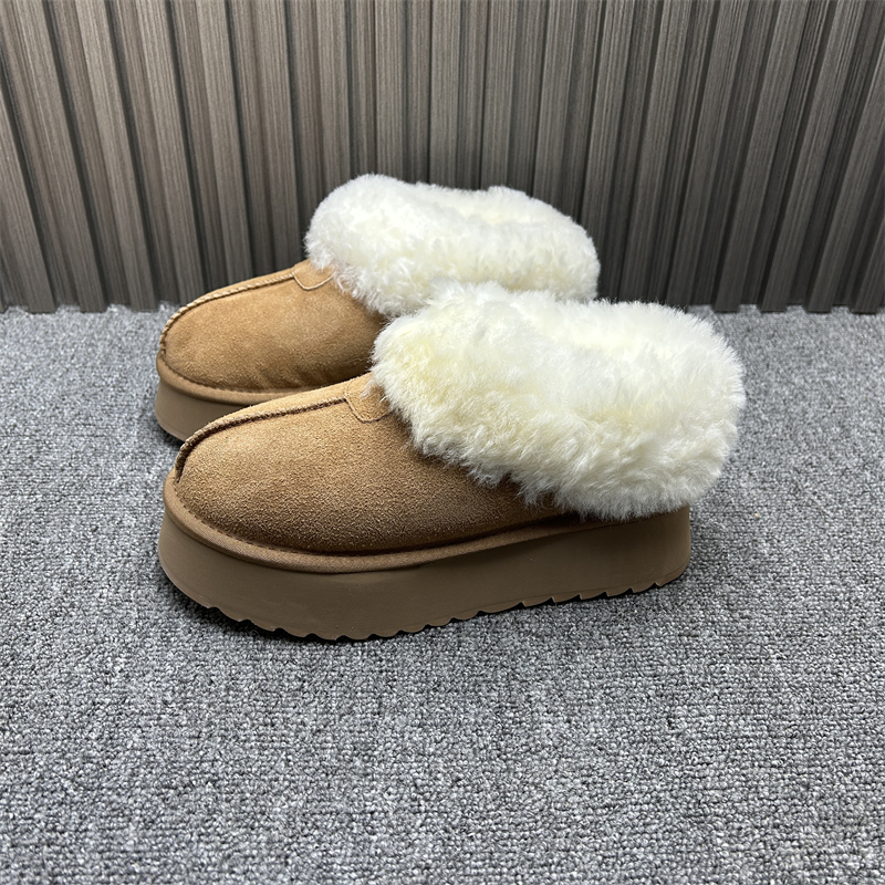 处理羊皮毛一体雪地靴女冬新款真皮全羊毛厚底加绒保暖一脚蹬棉鞋