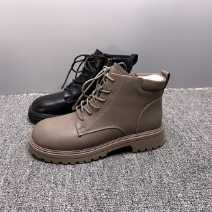 品牌处理短靴女秋冬新款 加绒复古英伦风骑士百搭街拍休闲马丁靴潮