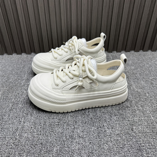 撤柜处理镂空真皮小白鞋