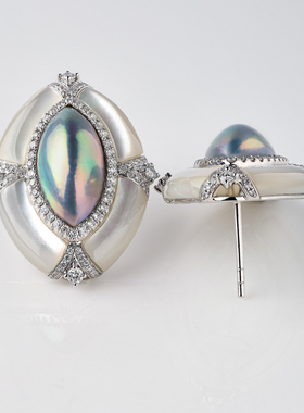 8.21【马贝01】奢光幻境 贵雅格调 炫光 日本马贝珍珠耳钉  7-8mm