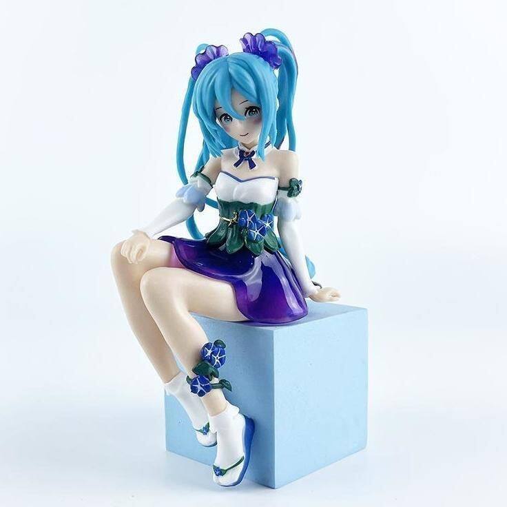初音未来牵牛花初音手办坐姿压泡面动漫模型玩具桌面机箱摆件礼物