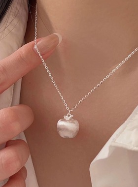 小苹果吊坠S925纯银可拧开锁骨链