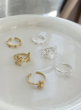 戒指通体S925纯银镂空花朵小清新